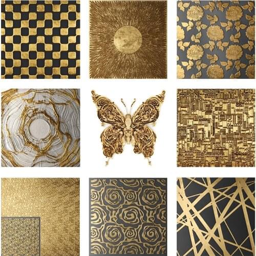 Nordic retro golden texture canvas paintings and posters, abstract pattern wall art prints, for home living room decoration