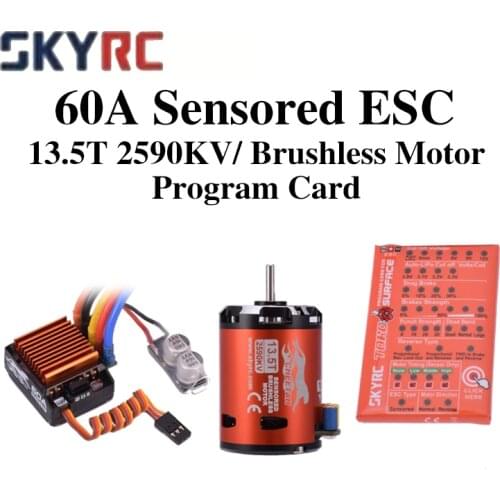 SkyRC Cheetah 13.5T 2590KV Brushless Motor + Cheetah 1/10 60A Sensored ESC Program Card Combo Power System for 1/10 1/12 RC Car