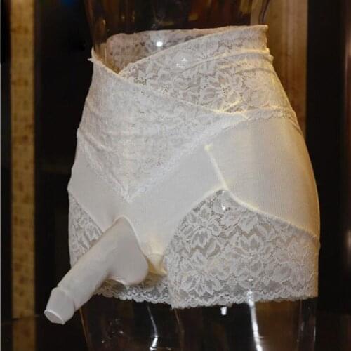 Sexy Men Sissy Panties See Through Cross Lace Penis Sheath Briefs Short Pants Crotch Pouch Underpants Gay Erotic Underwear