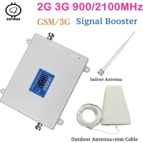 ZQTMAX GSM Signal Booster 2G 3G Repeater UMTS cellular amplifier signal 900 2100 Mobile Phone Booster + antenna accessories
