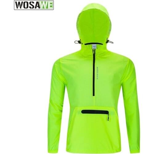 WOSAWE Windproof Hooded Cycling Jacket Windbreaker Ultralight Reflective Bike Bicycle MTB Riding Sports Coat Long Jersey