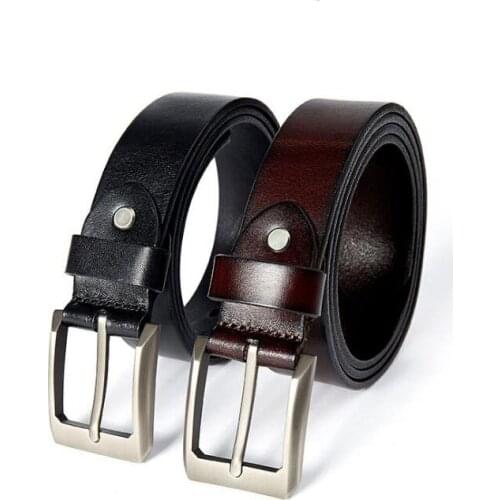 High Quality Italian 100% One Piece Full Cow leather Classic Black Brown Mens Waist Dress Strap Belt With Single Prong Buckle