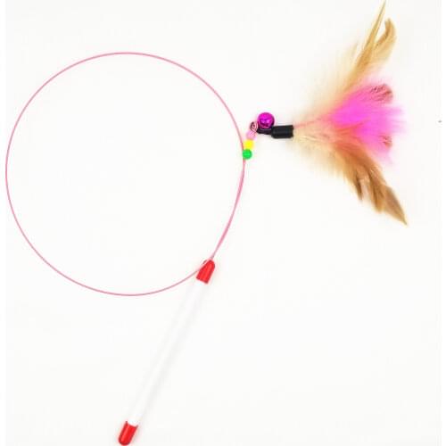 High Quality Pet Cat Toy With Bell Newly Design Bird Feather Plush Plastic Toy for Cats Cat Catcher Teaser Toy