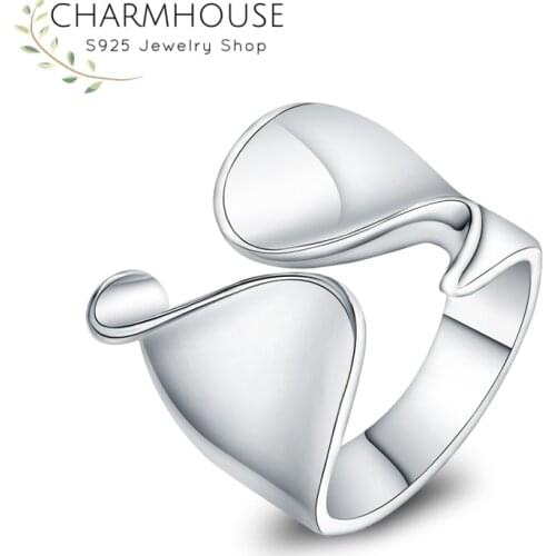 Pure Silver 925 Rings for Women Girl Bague Ringen 925 Anel Adjustable Wide Finger Ring Fashion Jewerly Accessories Bijoux Gifts