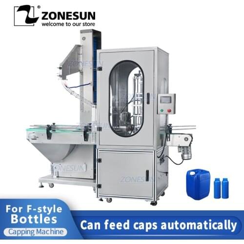 ZONESUN Automatic Cap Bottle Machine Capper F-style Capping Machine With Cap Feeder