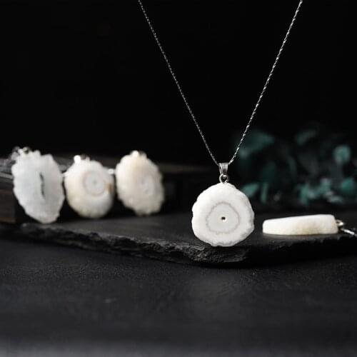 1PC Natural Agate Pendant Necklace Irregular Agate Crystal Healing Energy Necklace Jewelry Homemade Women Gifts