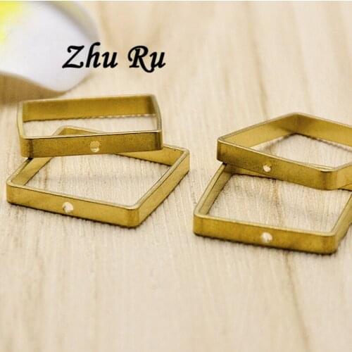 10pcs/lot zhu ru copper 20mm connection Mouth ring Charms Quadrilateral frame Pendants Jewelry Making DIY Handmade