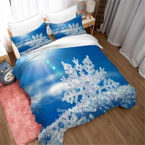 2-3 Pieces Home Textile Beautiful Poster Snow Ice Deluxe Bedding Blue Cool Comfortable Down Quilt Cover Pillowcase Big Bedspread