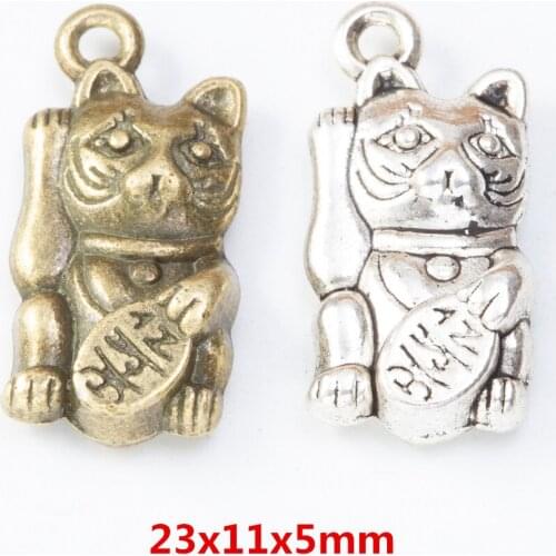 20 pieces of retro metal zinc alloy Cat Pendant for DIY handmade jewelry necklace making 8058