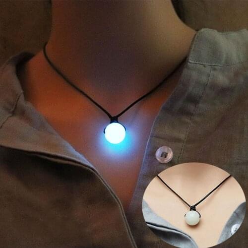 Dark Luminous 2021 New Stone Fluorescent Spherical Necklace Natural Crystal Glowing in Dark Stone Pendant Necklace