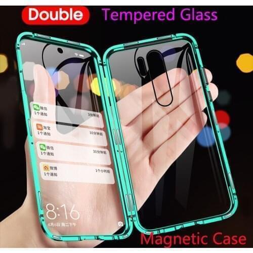 360 Magnetic Adsorption Metal Flip Cover Phone Case For Xiaomi Mi CC9E Double Glass Bumper Shell For Xiaomi Mi CC9E Coque Fundas