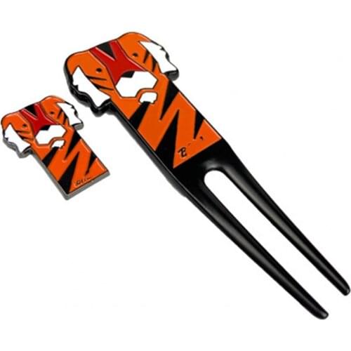 Golf Green Fork Durable Anti-scratch Zinc Alloy Cartoon Tiger Pattern Golf Pitch Repairer Divot Tool for Golf Sports