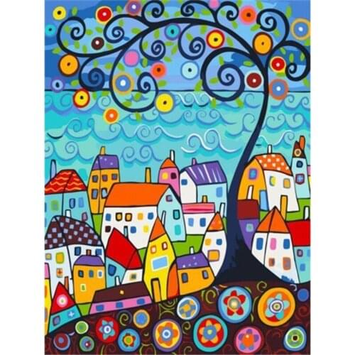 5D DIY Diamond Painting Full Square/Round Drill "Abstract house" 3D Embroidery Cross Stitch 5D Home Decor Gift