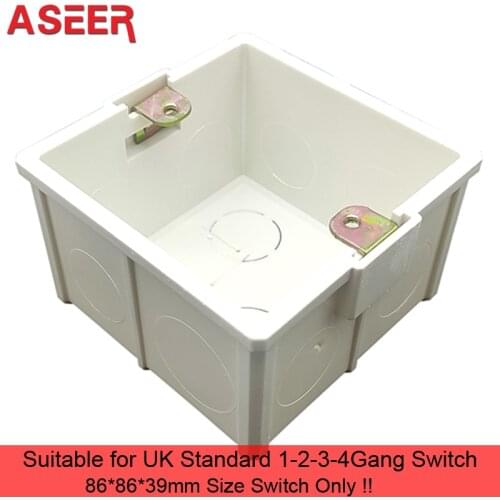 ASEER,UK Standard Internal Wall mounting box Use for 86*86*39MM Size Touch Wall Light Switch
