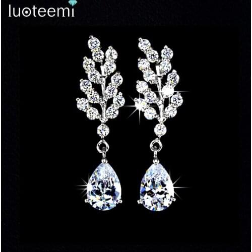 LUOTEEMI 2014 Wholesale Clear AAA Cubic Zirconia Popular Specialized Dangle Earrings for Special Gift Jewelry Tops Fashion