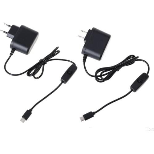 High Quality USB C 5V 3A Type C Power Adapter with ON/OFF Switch for Raspberry Pi 4 Model B