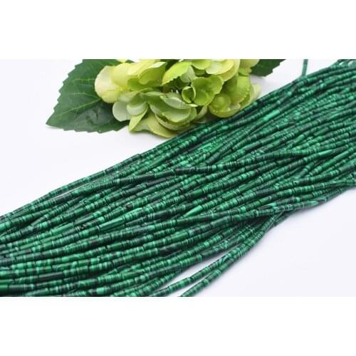 3 strands 14x4mm Natural Smooth malachite Columnar shape stone Beads 15 "free delivery