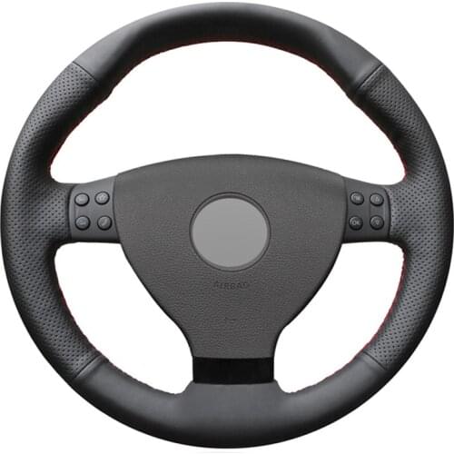 Black Artificial Leather Hand-stitched No-slip Car Steering Wheel Cover for Volkswagen VW EOS MK5 2005 2006 2008 2009 2010