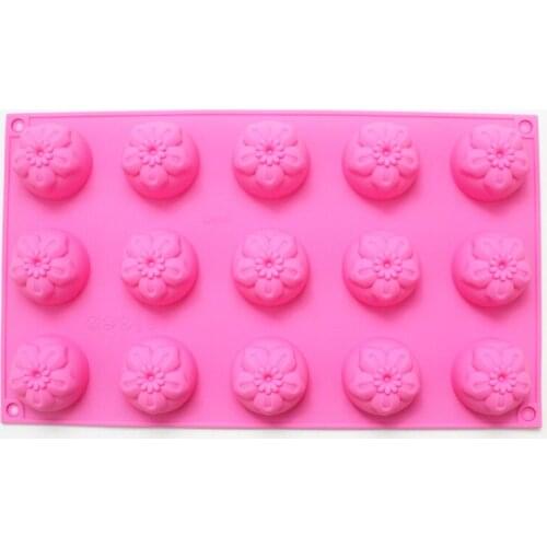 Flower Silicone Soap Mold 15 Cavities Chocolate Candy Molds DIY Cake Baking Tools