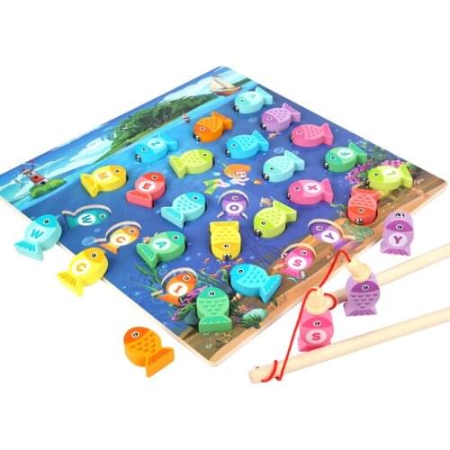 Kids Wooden Montessori Toy Magnetic Kitten Fishing Toys Game Activity Board Play Baby Early Educational Puzzle Toys for Children