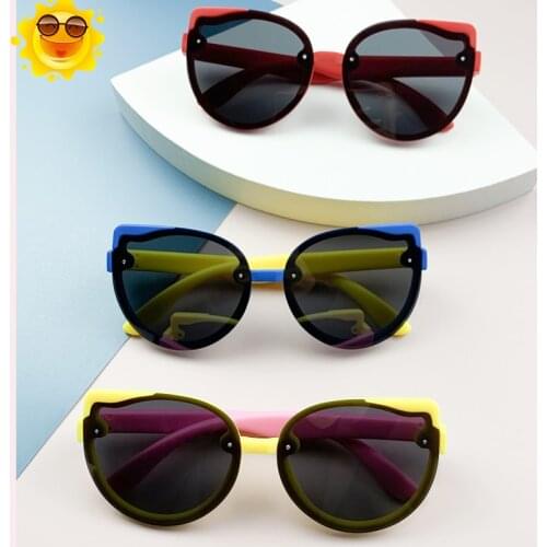 Kids Sunglasses Girls Brand Cat Eye Children Glasses Boys UV400 Eyewear Shades Goggles Silicone Safety Baby Shades Glasses Gafas