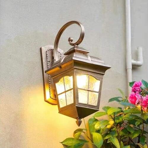 E27 Outdoor Wall Light Europe Villa Retro Sconce Lamp Waterproof Exterior Garden Doorway Light Vintage Porch Lamp Black
