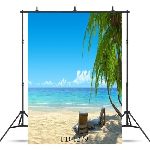 Blue Sky Palm Tree Beach Photography Backdrops for Photo Booth Wedding Children Cloth Printed Photo Background Photopcall