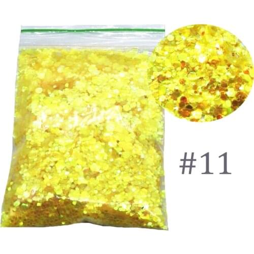 Holographic Yellow Glitter Sequins, Mixed Glitter Flakes, 50grs 1/2/3mm glitter flakes Powder, Nail Glitter Powder For Nail Art