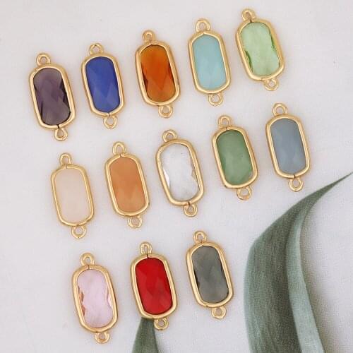 HAOSAW 10Pcs 9*18MM Jewelry Accessories/Crystal Charms/Connector/Oval Shape/Hand Made/Jewelry Findings & Components/DIY Making