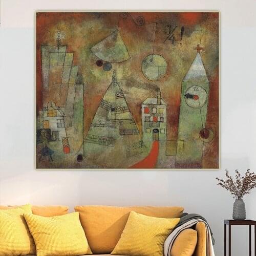 Paul Klee Canvas Oil Painting"Fateful Hour A Clock Tower"Western Art Decor Poster Wall Aesthetic Backdrop Home Room Decoration