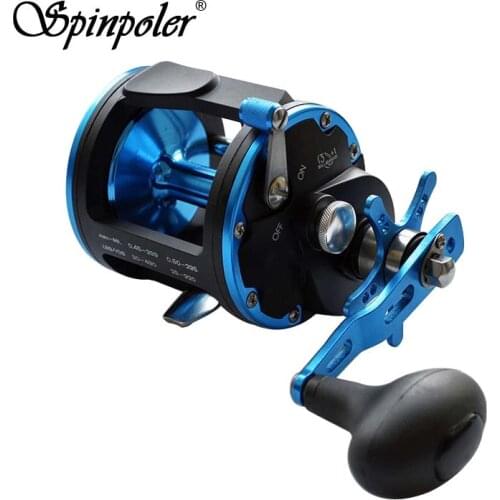 Spinpoler Bait Casting Trolling Sea Fishing Reels 3BB+1RB Drag Power 18KG Gear Ratio 6.2:1 Right Hand Round Drum Fishing Reel