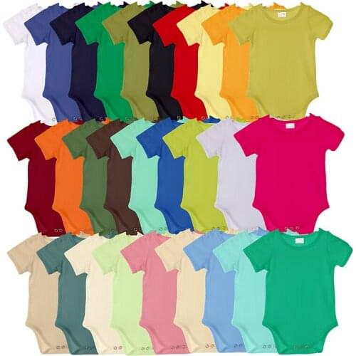 Kaiya Angle New Arrivals Romper Jumpsuit Fashion Design Solid O-Neck Short Sleeve Toddler Girls Summer Clothes Newborn Romper