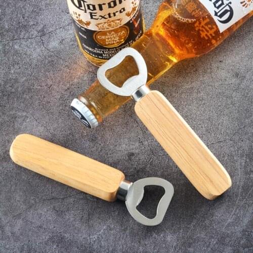 Kitchen Tools Wooden Handle Beer Openers Bar Tools Soda Beer Bottle Cap Opener Wine Opener LX7355