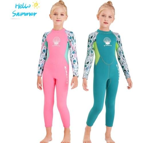 2.5mm diving suit for girls children kis teenages Neoprene Wetsuit Swimwear Long Sleeve Surfing Swimsuits Bathing Wetsuits New