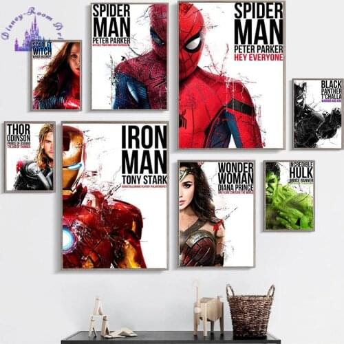 Marvel Iron Man Avengers Art Print Poster Tony Stark Peter Parker Ironman Spider-man Canvas Painting Art Civil War Far From Home
