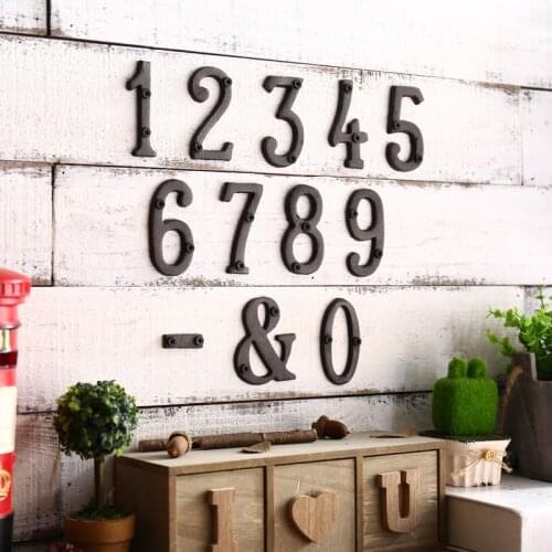 1Pc Metal Digital Arabic Numbers Cast Iron House Sign Door Plate DIY 0-9 Cafe Wall Courtyard Decor Creative Address Door Numbers