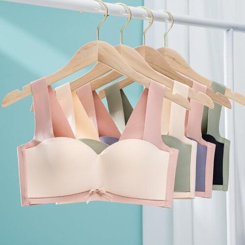 Soft Steel Ring Latex Underwear Womens Full Cup, Thin, Big Breasts, Small Breasts, Adjustable Bra Hit Color Plus Size