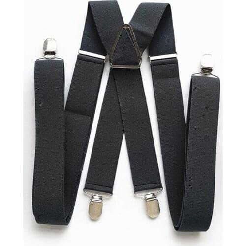 BD054-L XL XXLsize Dark gray mens suspender 3.5 cm width adjustable elastic X back clips on pants braces for men and women