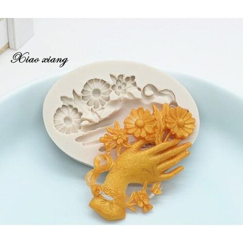 Flower Silicone Mold Paste DIY Fondant Cake Decorating Tools Chocolate Holding Flowers Shaped Kitchen Baking Accessories M1070