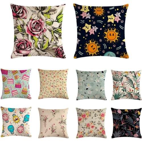 Modern Decorative Pillows Cases Floral Cushion Cover Home Decor Blue Flower Throw Pillowcase Green Cushion Cover 45x45cm ZY689