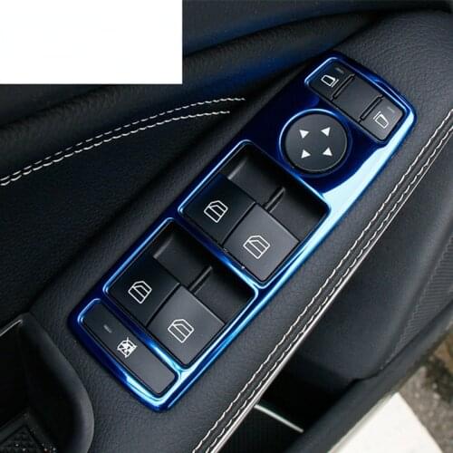 Car Styling door armrest panel Sitcker trim Auto window glass lift buttons For Mercedes Benz CLA GLA A Class W117 C117 W176 X156
