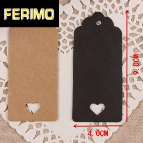 Packaging Label 100pcs Brown Kraft /black/white Paper Tags DIY scallop Label Wedding Gift Decorating Tag 4*9cm