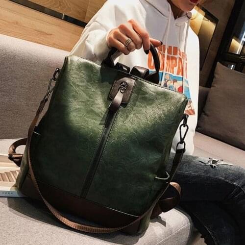 Vintage Backpack Women Soft PU Rucksack Large Capacity Travel Backpack Anti-theft School Bag High Quality Leather Knapsack sac