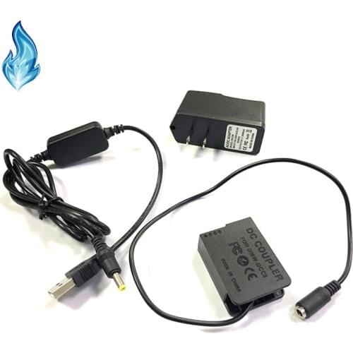 Power bank USB cable+DMW-DCC8 BLC12 BLC12E dummy battery for Lumix DMC-GX8 FZ2000 FZ300 FZ200 G7 G6 G5 G80 G81 G85 GH2 GH2K GH2S