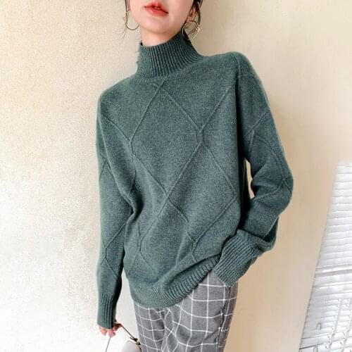 High-End Autumn Winter Cashmere Sweater Womens Turtleneck Jumpers Female Loose Large Size Knitted Pullover Ladies Clothes Tops