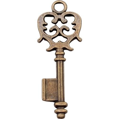 WYSIWYG 3pcs 49x17mm Vintage Key Pendants Charm For Jewelry Making Antique Bronze Color Key Pendants Charm Retro Key