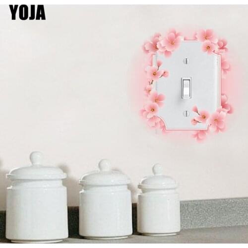 YOJA Cartoon Pink Cute Flower Around Switch PVC Sticker Chinese Style Decorative Wall Decal 15SS0088