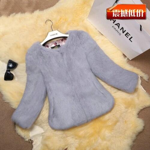 New genuine real natural full pelt rabbit fur coat short design womens fashion whole skin fur out wear women jacket custom size