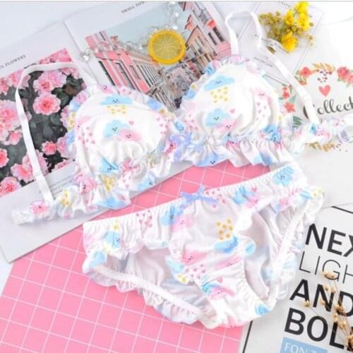 Sweet Sexy Lace Bras Set Women Thin Fairy Shining Stars Bralette Strawberry Lingerie Set Seamless 2021 Bow Breast Underwear