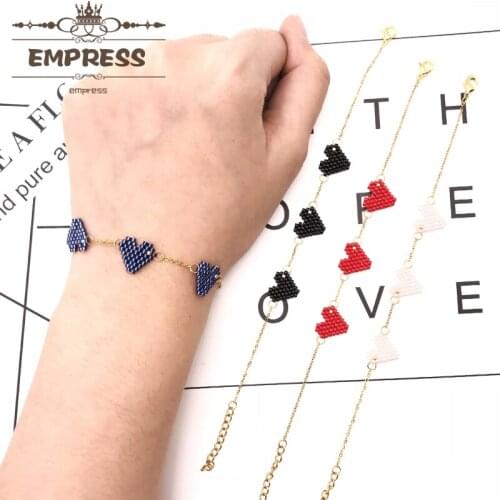 FAIRYWOO New Fashion Woman Tiny Sweet Heart Bracelets Handmade Miyuki Jewelry Delica Gifts For Kid Friendship Chain Bangles